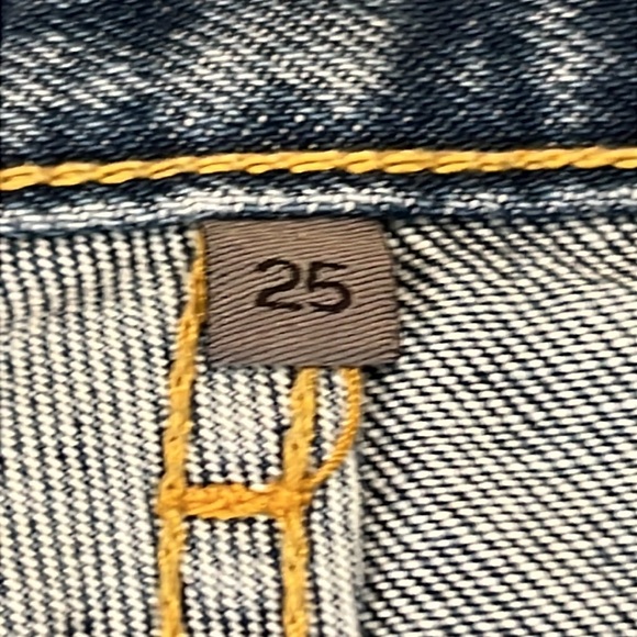 Carmar Denim Ursula Straight High-Rise Jeans Dark Blue Stripes Distressed Rips - Picture 11 of 17